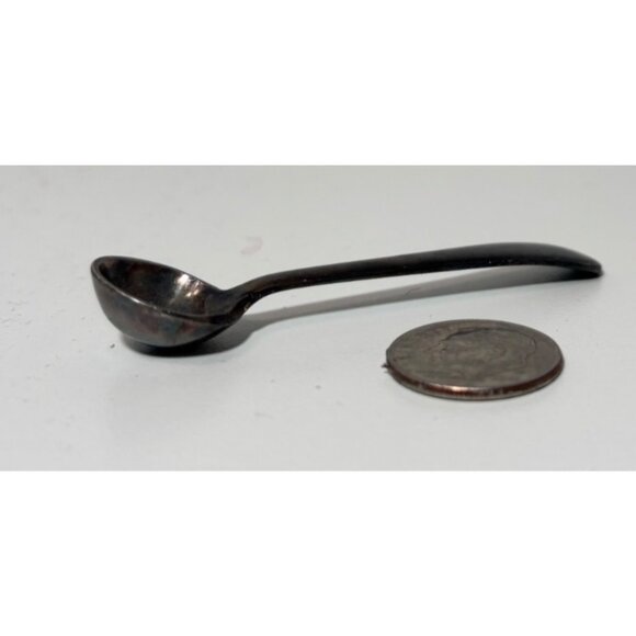 Vintage Antique Patina Small Salt Spoon Nickel Silver - Picture 3 of 4